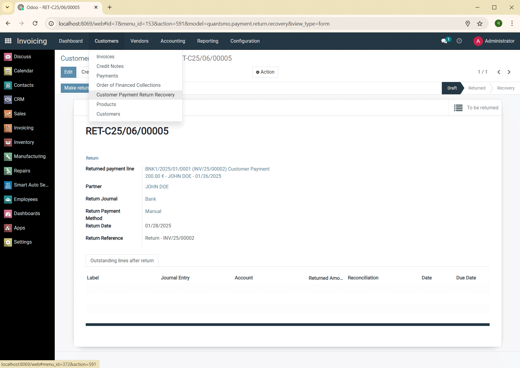Access the application from the menu
